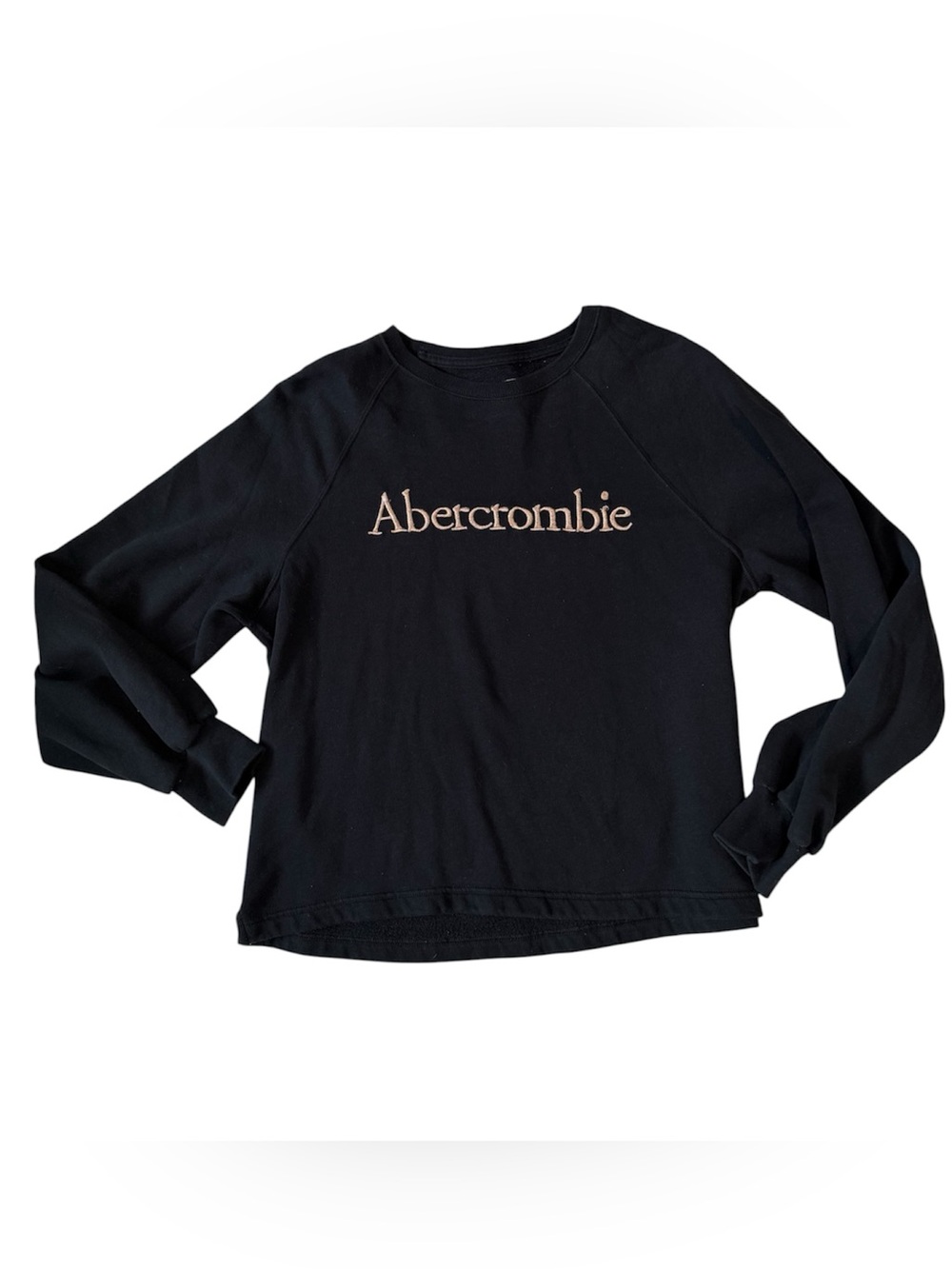 Abercrombie & Fitch Black Stitched Sewn Gold Logo Crewneck Sweatshirt, Large